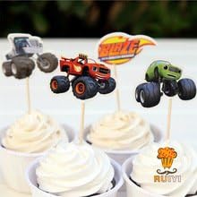 Brockhill Trading 12 x Blaze And The Monster Machines Cupcake Toppers Happy Birthday