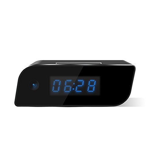 Littleadd Wi-Fi Hidden Camera Alarm Clock Full HD 1080P Spy Camera Motion Detection Alarm Wireless IP Security Camera Nanny Cam Black