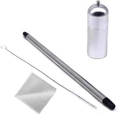 Saiko Collapsible Reusable Metal Stainless Steel Portable Drinking Straws 9.5 inch with deep clean brush (silver)