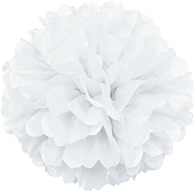 Daily Mall DIY Tissue Paper Flower 10pcs 8 inch 10 inch Decorative Hanging Flower Balls Craft Paper Pom Poms For Wedding, Baby Shower, Birthday, Party Decorations (White)
