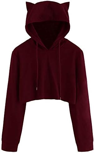 Eduavar Fashion Women Ladies Girls Cat Ear Long Sleeve Hoodie Sweatshirt Hooded Pullover Tops Blouse