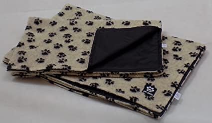 UK Pet Beds Thick Waterproof Backed Sherpa Fleece Pet Blankets Large Cream Paw