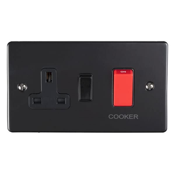 45 Amp Double Pole Switch With 13 Amp Socket Black