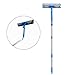 IKU Telescopic Long Window Cleaner Kit Glass Squeegee Cleaning Tool (57 inches) with 180° Squeegee Head, Extension Pole, Microfiber Cloths (2), Groove Brush, for Windows/Shower/Car/Mirror (Blue)
