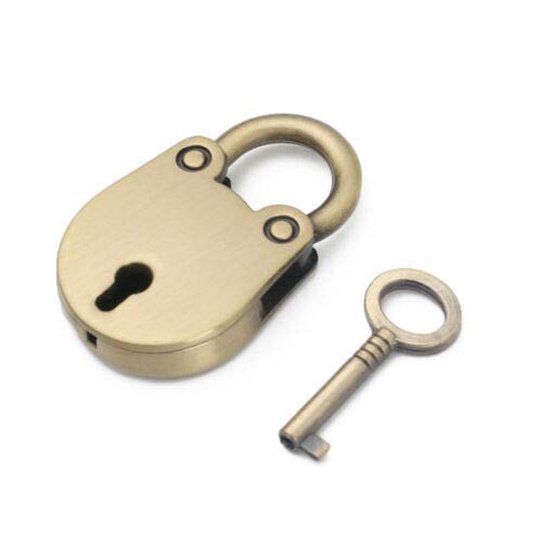 Vogueing Tool Small 1 Key Lock, 1pcs Vintage Antique Padlocks Mini Lock with Key for Jewelry Box Storage Box Diary Book(Bronze)