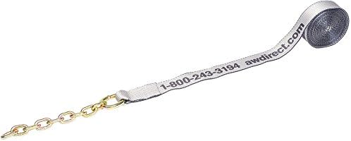 AW Direct TP218 2"W x 18'L Extra-Strong Replacement Strap with Chain End for 8-Point Flatbed and Trailer Tie Down Kits – Spare PVB Coated Securing Strap for Car Carriers with T-slots, Reflective Gray