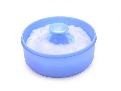 Qiyun LingStar Baby Powder Puff Kit Container Case Makeup Cosmetic Tool Sponge Villus Box Blue