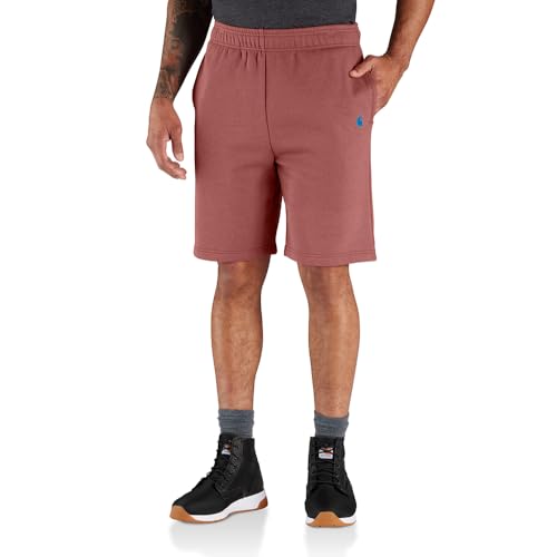 Carhartt Men's 105840 Relaxed Fit Midweight Fleece Short - 9 Inch - Small Regular - Apple Butter Heather at Amazon