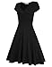 MISSKY Women A-line Short Sleeve V Neck Swing Elegant Dresses for Women,Black S