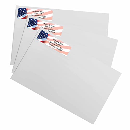 Proudly American Flag Personalized Return Address Labels with Elegant Dispenser Roll of 250