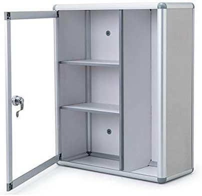 WBCY Wall Mounted Lockable Stainless Steel Medicine Cabinet With Shelves & Frosted Glass Door