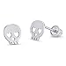 925 Sterling Silver Rhodium Plated Skull Cubic Zirconia Screwback Baby Girls Earrings