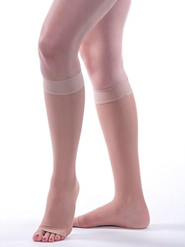 Allegro 20-30mmHg Essential 19 Sheer Support Open Toe Compression Sock - Unisex, Open Toe, Knee High Support Stockings