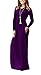 AUSELILY Women Long Sleeve Loose Plain Long Maxi Casual Dress with Pockets (2XL, Purple)