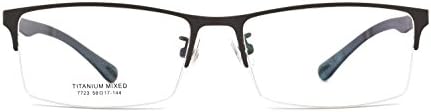 Danillsson™ Unisex Semi-rimless Titanium Mixed Wide Size Rectangular Prescription Eyewear Frames,Grey
