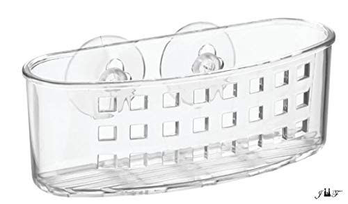 Plastic Kitchen Sink Suction Holder Bathroom Shower Caddy Storage Shelf Basket Organization.Ideal for Sponges,Scrubbers,Soap,Body-wash,Loofahs,Razors,Small Shampoo,Conditioner Bottles, (1 PACK)