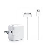JUSTOP Hot Selling 10' Ft USB Sync Cable Power Cord + 10w Wall Charger for Apple Ipad.1,2,3 iPhone 4/4s(White)
