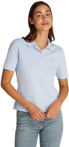 Tommy Hilfiger Maglietta Polo Maniche Corte Donna Regular Fit, Blu (Breezy Blue), XXS
