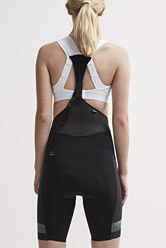 Craft Womens Hale Glow Biking and Cycling Reflective Bib Shorts with C1 Chamois Pad, Black, Medium - Thumbnail 2