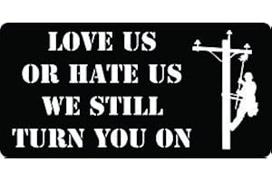 CORTAN360 (3) Love Us or Hate Us Lineman Funny Hard Hat/Helmet Vinyl Decal Sticker