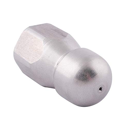 Podoy Stainless Steel Fixed Sewer Jet Nozzle Replace Button Nose 3/8" Female 5.0 Orifice, 4000 PSI (3/8") Hydro Jet Sewer Cleaner Jetter Accessory Tool Cleaning for Sewage