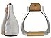 AJ Tack Wholesale Heavy Duty Aluminum Stirrups 6.5 in Wide Flat Bottom Leather Tread Polished Trimthumb 2