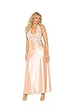 Hot Spot Plus Size Women's Lace and Charmeuse Halter Neck Gown