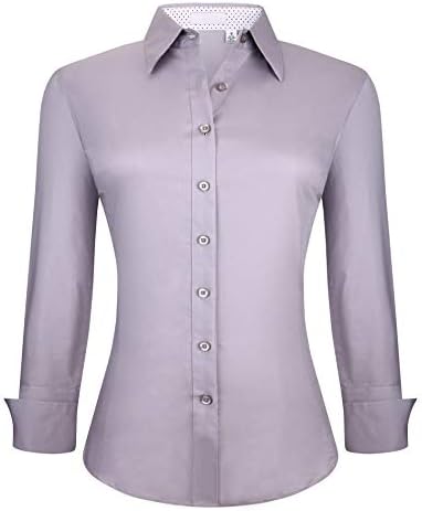 Womens Button Down Shirts Long Sleeve Regular Fit Cotton Casual Blouse Top