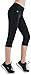 FITTIN Women's Yoga Capri's Leggings w/ Pocket, Black/Grey, Pack of 3 (Large)