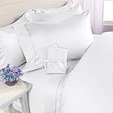 21 inches EXTRA DEEP POCKET - 1000 Thread Count Egyptian Cotton FOUR (4) Piece Bed Sheet Set, 1000TC, Queen, Solid White