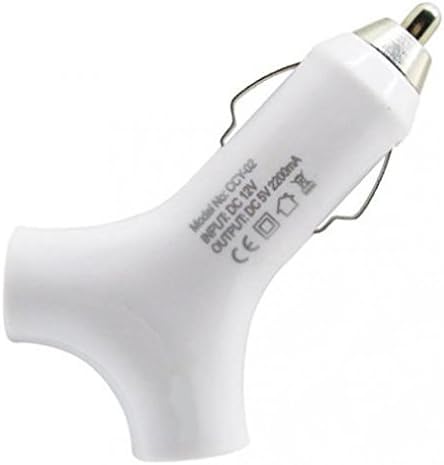 Rapid Car DC Charger Power Adapter Dual USB 2.2Amp Compact and Lightweight White for Huawei Honor 7X - Huawei Honor 8 - Huawei Mate 10 - Huawei Mate 10 Pro
