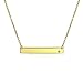 Sideways Bar Name Plated Engravable Pendant Crystal Pendant Necklace For Teen For Women 14K Gold Plated Sterling Silver