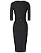 MUXXN Women's Elegant 3/4 Sleeve Slim Office Pencil Dress(M,Black)