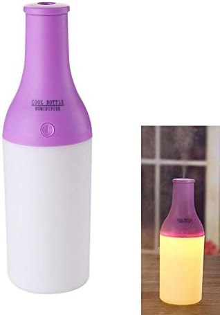 BearsFire Cool Bottle Shape 180ml Portable Aroma Diffuser Ultrasonic Humidifier Atomizer Purifier LED Night Light Aromatherapy for Car Home Office Use (Purple)