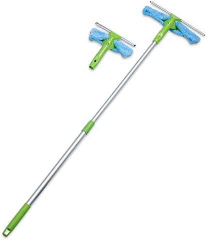 Professional Window Squeegee with Extension Pole and Microfiber Scrubber - 3 Piece Set for Cleaning Glass, Auto, and Showers by Kraftura