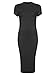 MakeMeChic Women's Short Sleeve Classy Solid Stretchy Wear To Work Pencil Dress Black XS