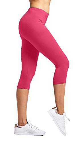 Premium Ultra Soft Womenâ€™s Capri Cropped Leggings - High Waist - 20 Colors 2 Sizes by Conceited (One Size (0 - 12), Dark Coral)