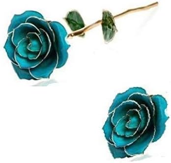 Meiyya ロングステムディップ24kゴールドローズギフトボックス スタンド付き ライトブルー