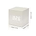 Powstro clock Modern Wooden Cube Design Digital LED Desk Alarm Clock Voice Control Thermometer Timer Calendar