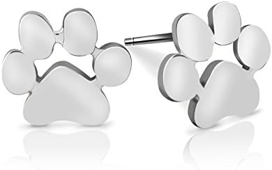 LUCINE Fashion Cute Animal Cat Dog Paw Ram's Horn Stud Earrings for Teen Girls Womens Birthday Gifts Silver