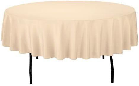 LinenTablecloth 90-Inch Round Polyester Tablecloth Ivory