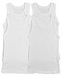 Buyless Fashion Little Boys Soft 100% Cotton White Scoop neck Undershirt (4 Pack)