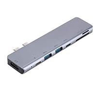 Becobe 6 in1 Hub Adapter, Type C USB 3.0 to 4K HDMI USB 3.0 SD TF Card Reader for PC Gray