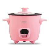 DASH Mini Rice Cooker Steamer with Removable Nonstick Pot, Keep Warm Function &amp; Recipe Guide, Half Quart, for Soups, Stews, Grains &amp; Oatmeal - Pink