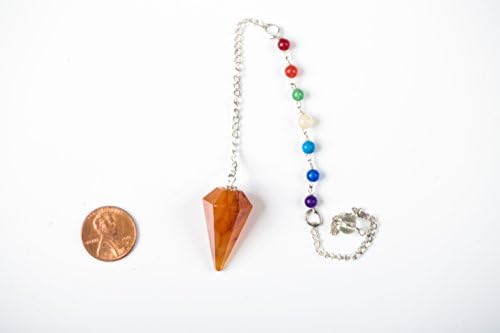 Carnelian Faceted Pendulum for Scrying, Dowsing, Divination, Reiki, Chakra Testing, Chi from The Goddess Menagerie