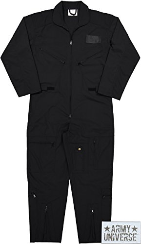 Air Force Flight Suits, US Military Type Coveralls, Uniform Overalls / Jumpsuits with Army Universe Pin (Black, 2X-Large)