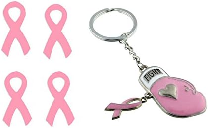Pink Ribbon Stickers 100 Pack w/ Pink Ribbon Keychain