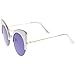 zeroUV Womens Oversized Half Frame Semi-Rimless Flat Lens Round Cat Eye Sunglasses 51mm (White-Gold/Ice)