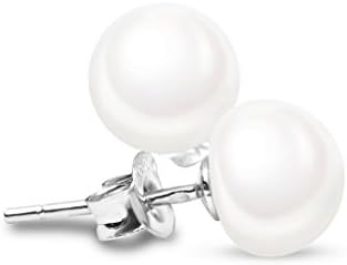 Pearl Sterling Silver Stud Earrings with Freshwater Cultured AAAA Quality Beads for Women Jewelry by Wiw 10-10.5mm White
