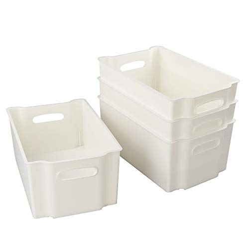 White Plastic Storage Bins. mDesign Deep Plastic Bathroom Vanity